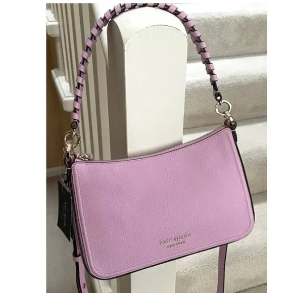 Kate Spade Hudson Shoulder Bag Lavender Medium Leather Crossbody Convertible - Picture 2 of 13